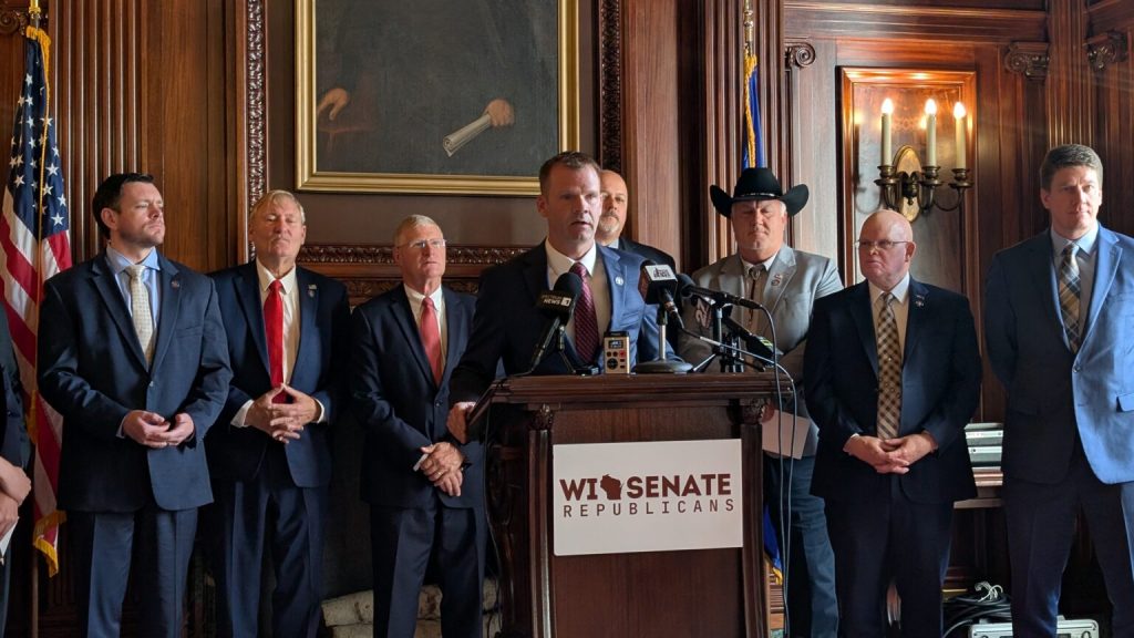 “All they do is critique process and complain about things,” Senate Majority Leader Devin LeMahieu said of his Democratic colleagues. “But we’re getting bills done.” (Baylor Spears/Wisconsin Examiner)