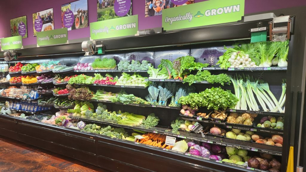 A produce cooler at Willy Street Co-op in Madison, Wisconsin. FoodShare funding from the federal government will stop Nov. 1 if the federal government shutdown continues. (Photo by Erik Gunn/Wisconsin Examiner)
