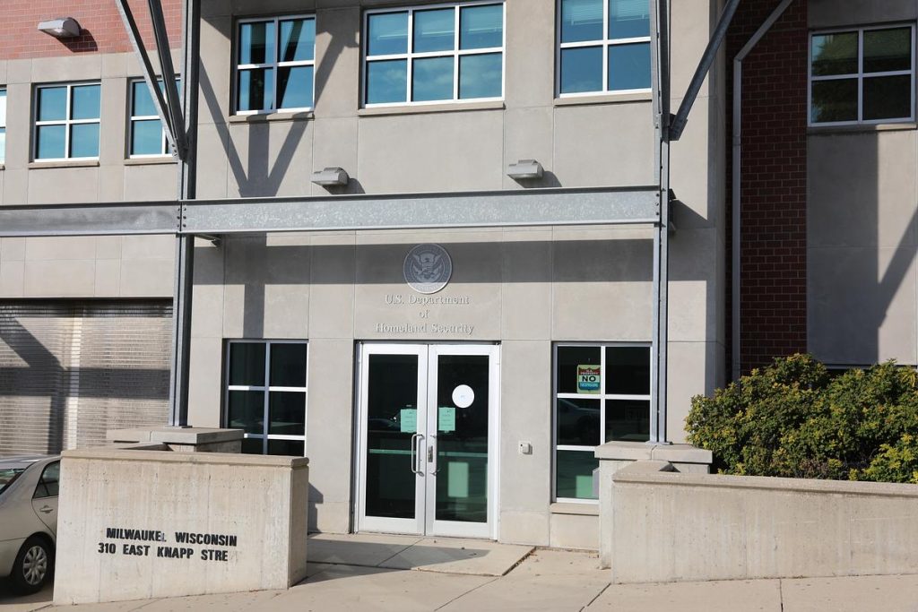 A building owned by Milwaukee School of Engineering and rented by the Department of Homeland Security to serve as a U.S. Immigration and Customs Enforcement field office is located at 310 E. Knapp St. in Milwaukee. The building is seen in downtown Milwaukee on Oct. 28, 2025. (Paul Kiefer / Wisconsin Watch)