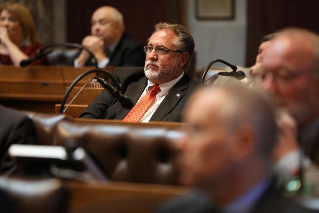 Rep. Robert Brooks, R-Saukville, is seen during a convening of the Assembly at the Wisconsin State Capitol on Jan. 25, 2020 in Madison, Wis.