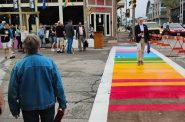 Opening of the rainbow crosswalks at the intersection of S. 2nd St. and W. National Ave. Photo by Michael Hone.