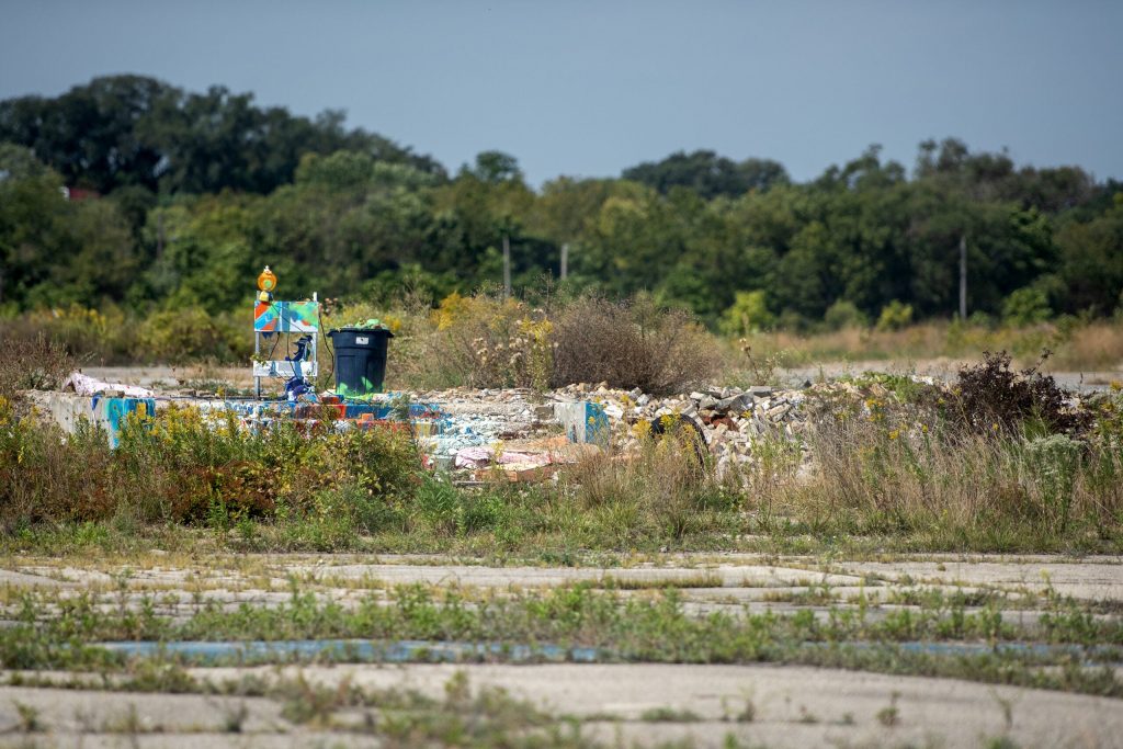 The site of the former General Motors assembly plant remains empty Friday, Sept. 13, 2024, in Janesville, Wis. The plant was closed in 2008 and demolition was completed in 2019. Angela Major/WPR