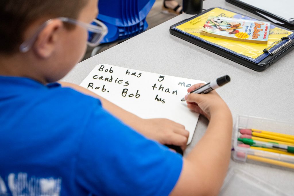 A third grade student works during a math lesson Tuesday, April 29, 2025, at Winskill Elementary School in Lancaster, Wis. Angela Major/WPR