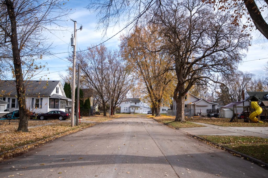 A neighborhood located near the former Janesville GM Assembly Plant where a data center has been proposed Tuesday, Nov. 11, 2025, in Janesville, Wis. Angela Major/WPR