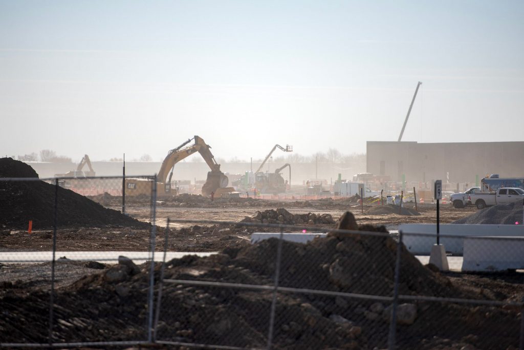 Work is ongoing at a new Meta data center site Wednesday, Nov. 12, 2025, in Beaver Dam, Wis. Angela Major/WPR