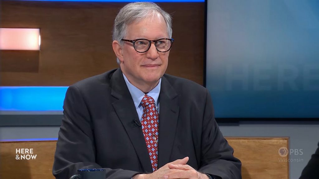 Marquette University Law School Poll Director Charles Franklin speaks to PBS Wisconsin’s “Here & Now” on Nov. 21, 2025. Screen grab courtesy of PBS Wisconsin.