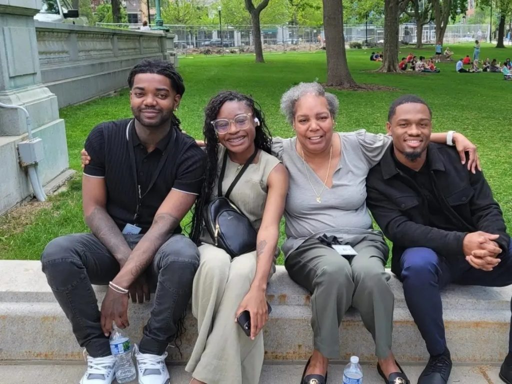 Angel Shelton (middle left) and Christine Woods (middle right) sit with Wellpoint Care Network’s 2025 former foster youth panel. (Photo provided by Rachel Frye)