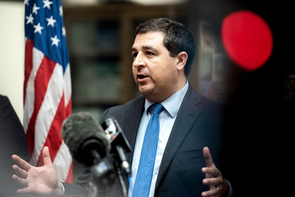 Attorney General Josh Kaul speaks Wednesday, March 1, 2023, at the Milwaukee Crime Lab in Milwaukee, Wis. Angela Major/WPR
