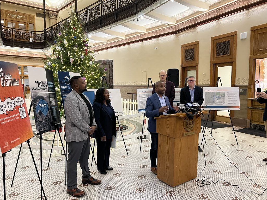 Mayor Cavalier Johnson introduces Granville Station study. Photo by Jeramey Jannene.