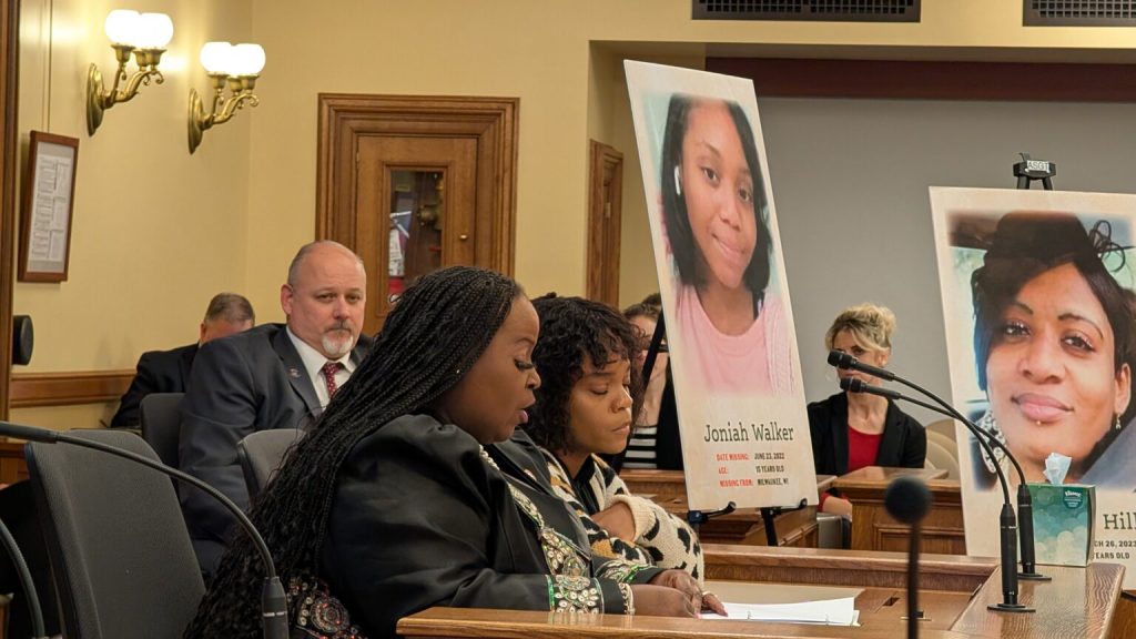 Rep. Shelia Stubbs (D-Madison), who has long advocated for a bill to create a task force on to examine the issue of missing and murdered Black women and girls, read testimony on behalf of Tanesha Howard, the grieving mother of Joniah Walker. (Photo by Baylor Spears/Wisconsin Examiner)