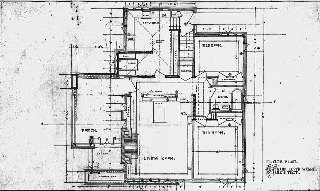 Frank Lloyd Wright C3 Drawing. Image courtesy of Frank Lloyd Wright's Burnham Block.