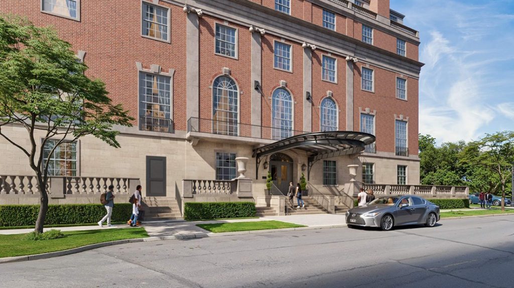 Planned canopy at University Club. Rendering by Kahler Slater.