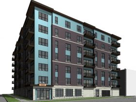 Rendering of proposed apartment building at 2560 N. Stowell Ave. Rendering by Stephen Perry Smith Architects.