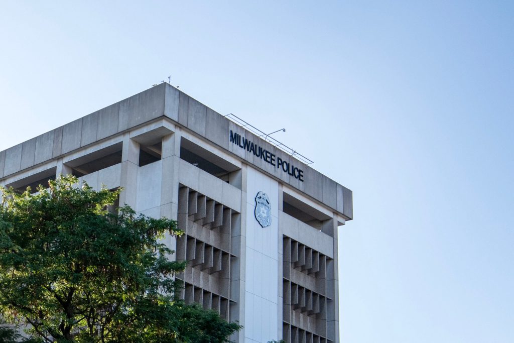 The Milwaukee Police Administration building Wednesday, July 23, 2025, in Milwaukee, Wis. Angela Major/WPR