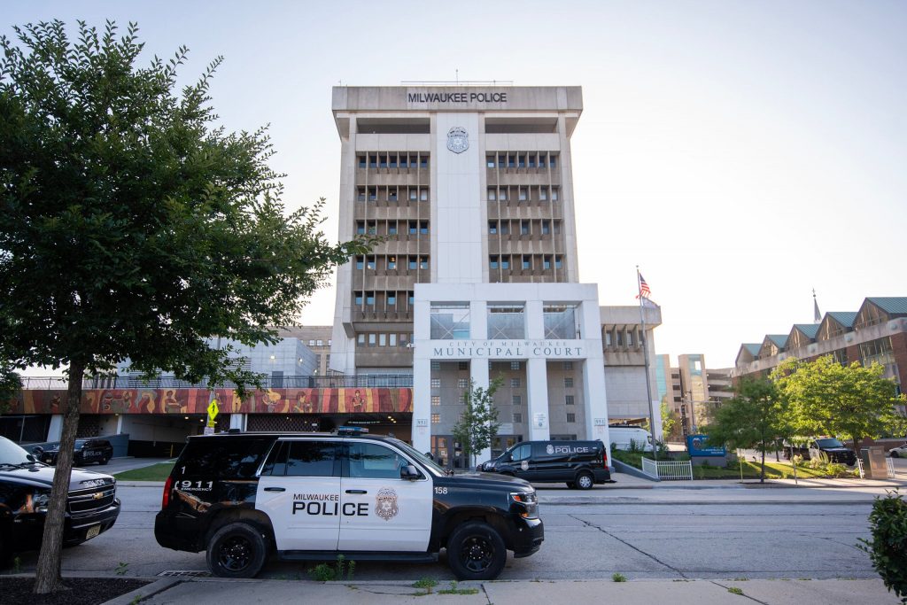 The Milwaukee Police Administration building Wednesday, July 23, 2025, in Milwaukee, Wis. Angela Major/WPR