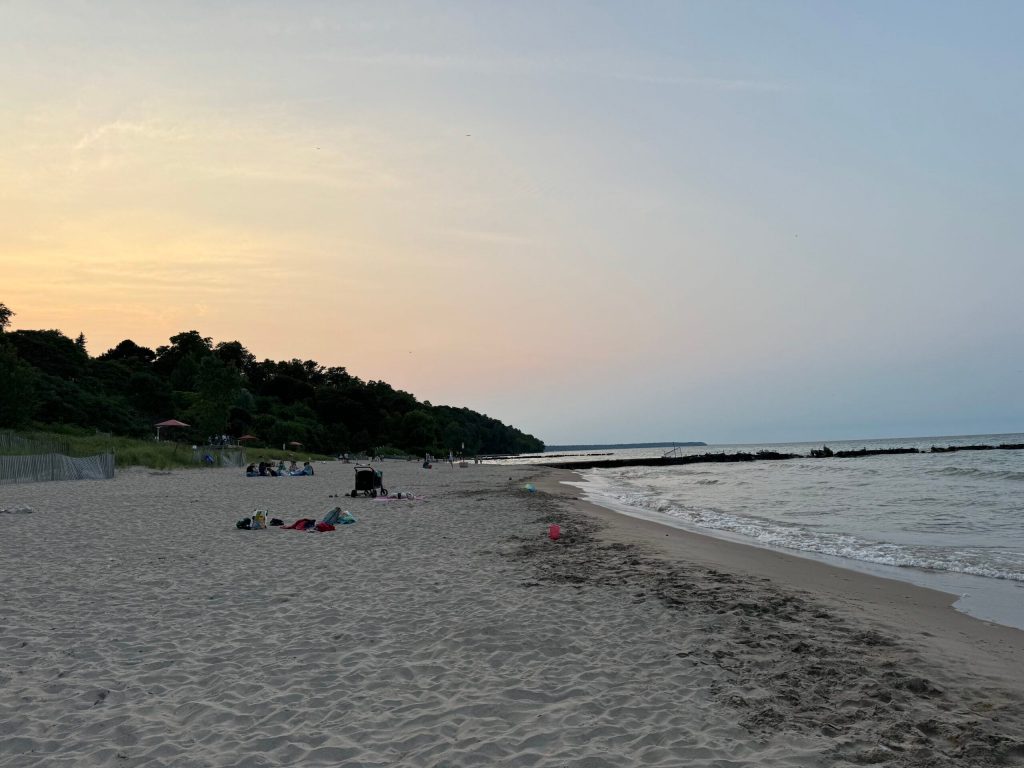 Atwater Beach in Shorewood is seen here on a summer night in 2024. Evan Casey/WPR