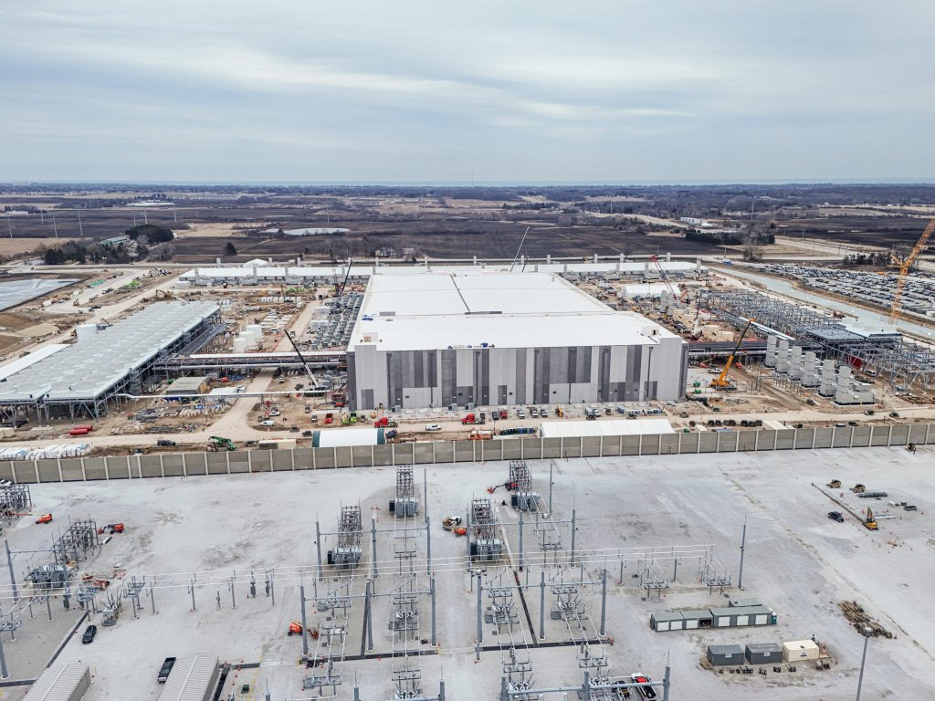 Construction is ongoing on the first phase of Microsoft’s data center project in Mount Pleasant on March 11, 2025. Photo courtesy of Microsoft