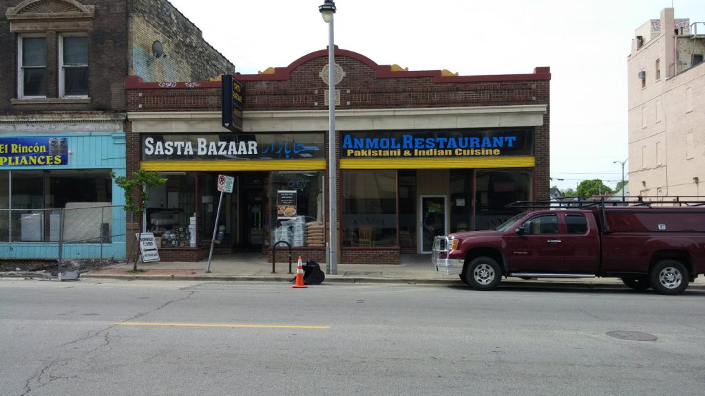 Sasta Bazaar and Anmol, 709-713 W. Historic Mitchell St. Photo taken June 14th, 2018 by Carl Baehr.