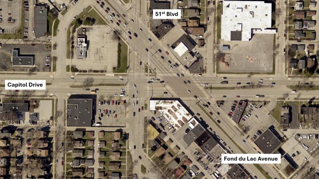 Aerial image of the intersection (source: Milwaukee County GIS)