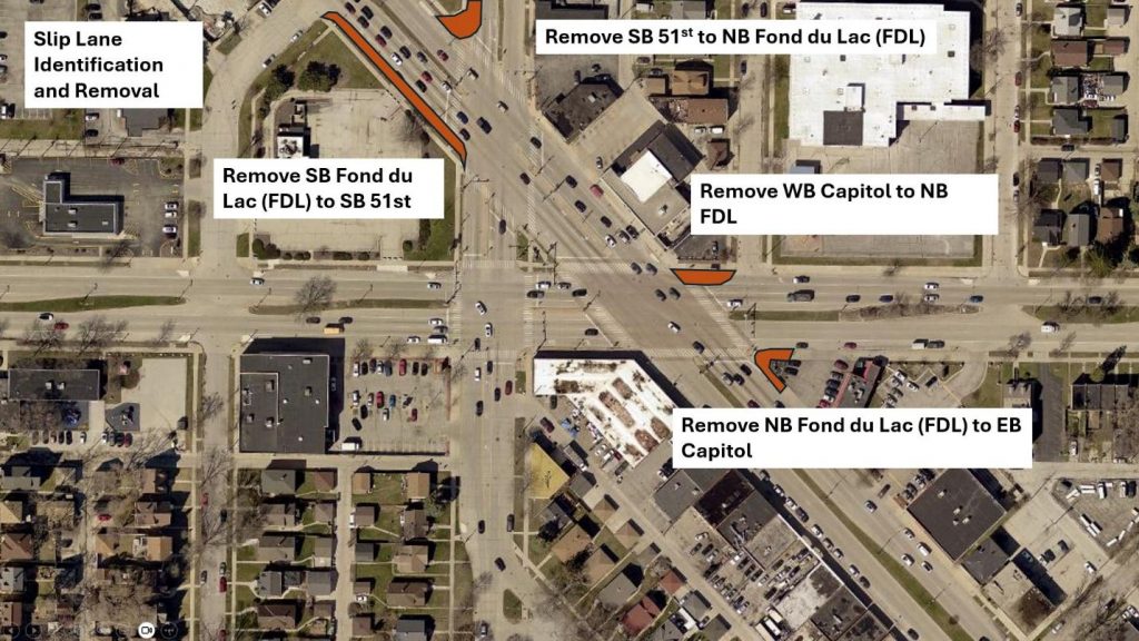 Identification and removal of right turn slip and auxiliary lanes