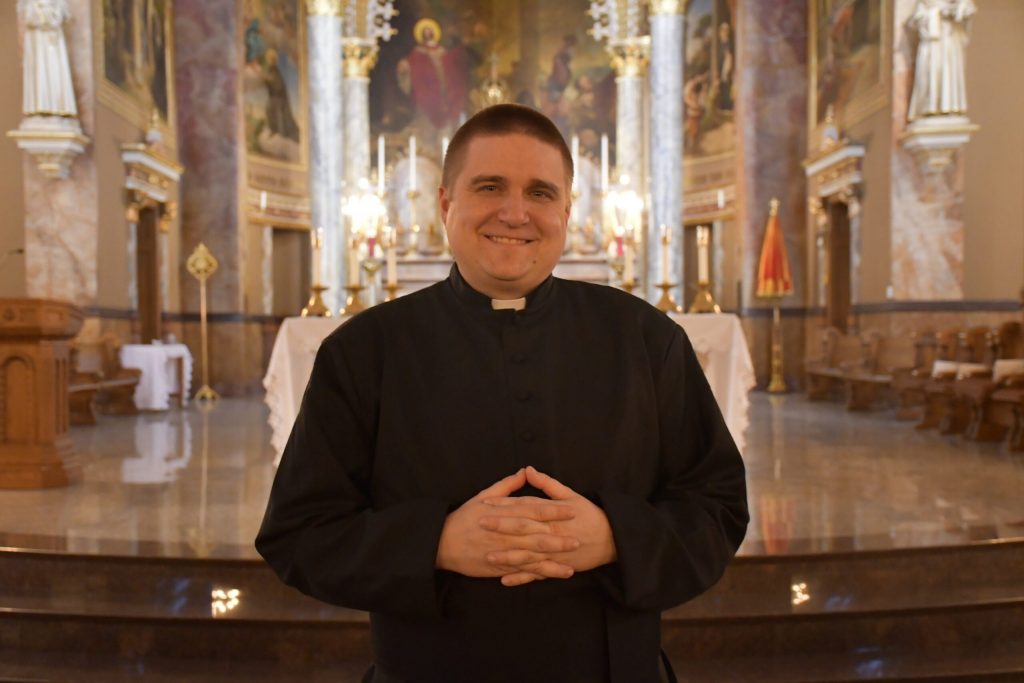 Rev. Tim Oudenhoven, a priest of the Diocese of La Crosse, has been studying Our Lady of Guadalupe for years. He is the Wisconsin coordinator for the statue’s tour. Mackenzie Krumme/WPR