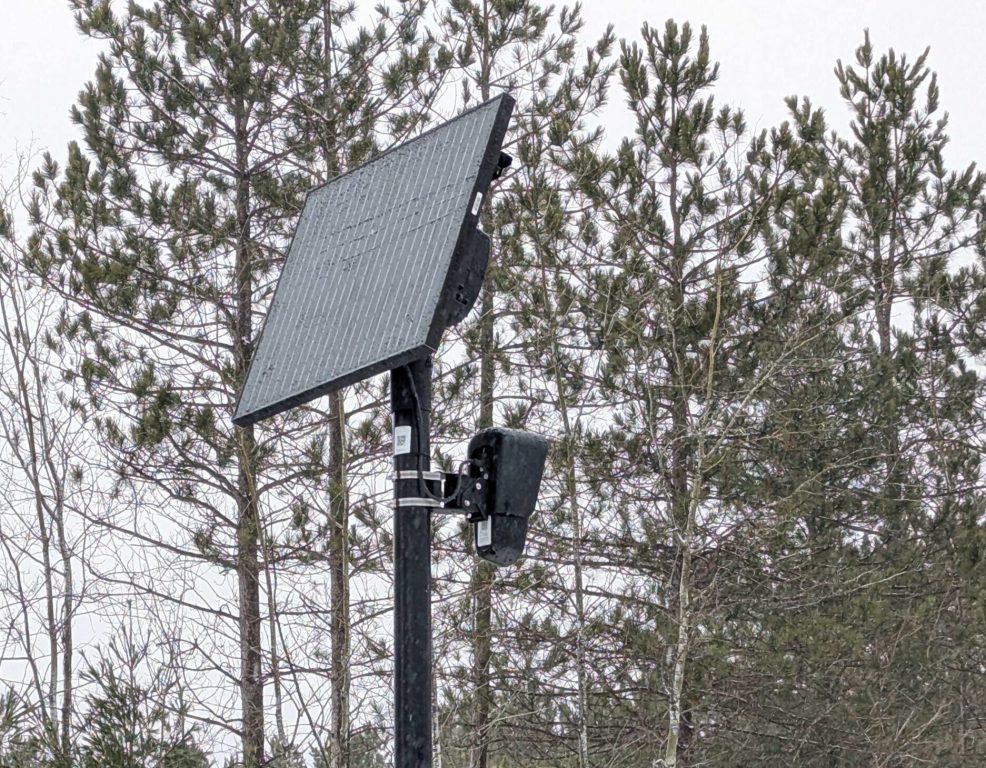 A Flock camera on the Lac Courte Orielles Reservation in SawYer County. (Photo by Frank Zufall/Wisconsin Examiner)