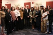 Gov. Tony Evers, Sen. LaTonya Johnson, Wisconsin Department of Tourism Secretary Anne Sayers and other officials pose with filmmakers from No Studios.