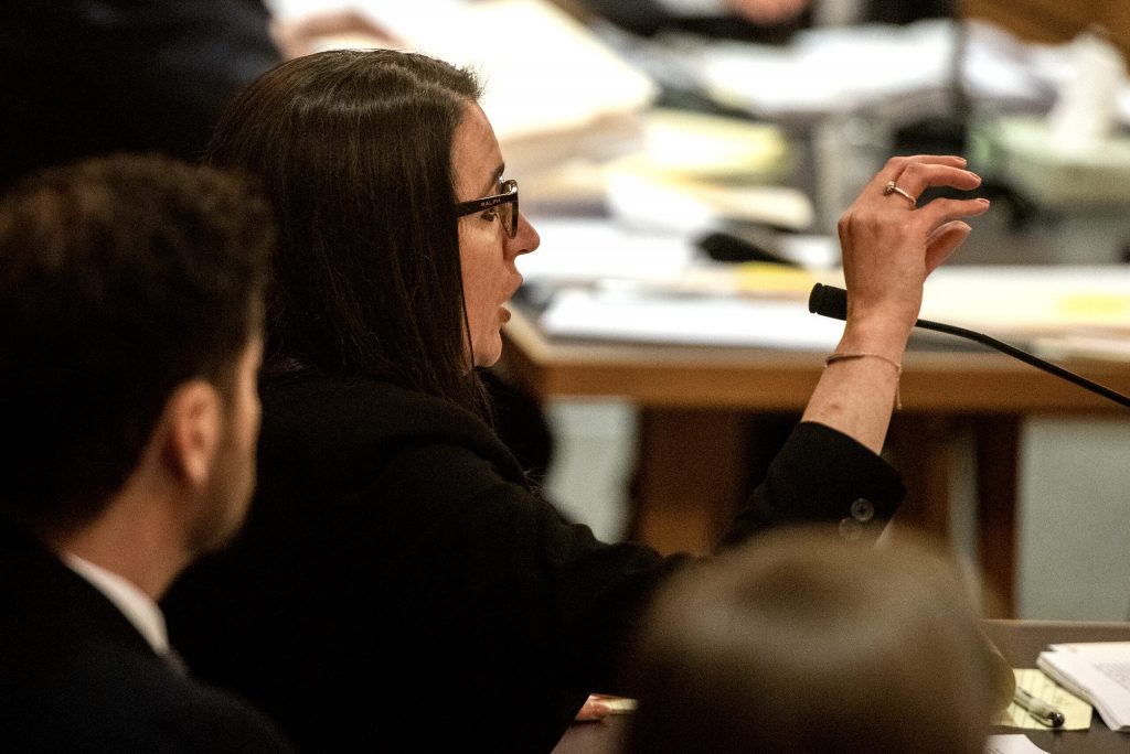 Assistant attorney general Hannah Jurss appears in court to discuss a lawsuit over Wisconsin’s abortion ban Thursday, May 4, 2023, at the Dane County Courthouse in Madison, Wis. Angela Major/WPR