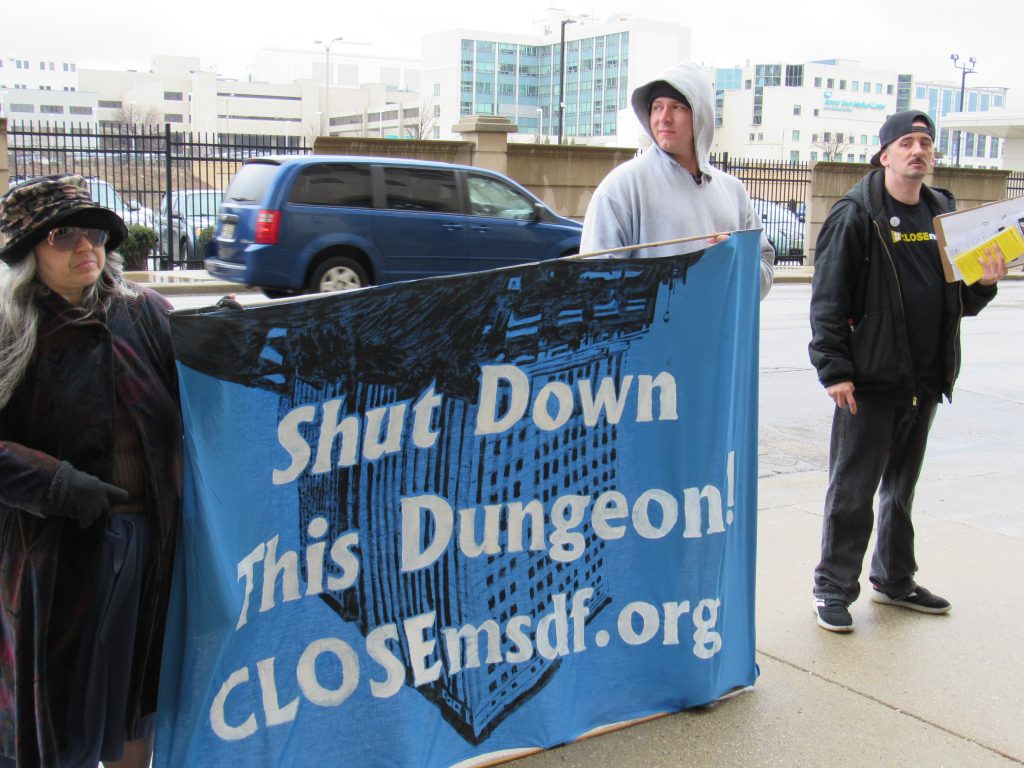 Activists call for the closure of the Milwaukee Secure Detention Facility (MSDF). (Photo by Isiah Holmes/Wisconsin Examiner)