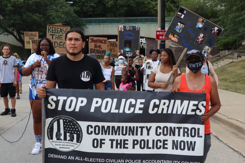 Protesters march in Milwaukee calling for more community control of the police. (Photo by Isiah Holmes/Wisconsin Examiner)
