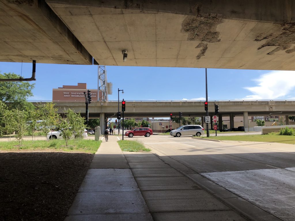 N. Van Buren Street under Interstate 794. Photo by Jeramey Jannene.