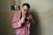 Pavel Talankin with his camera in Mr. Nobody Against Putin, the Oscar winning documentary now at the Oriental Theater – photo by František Svatoš.