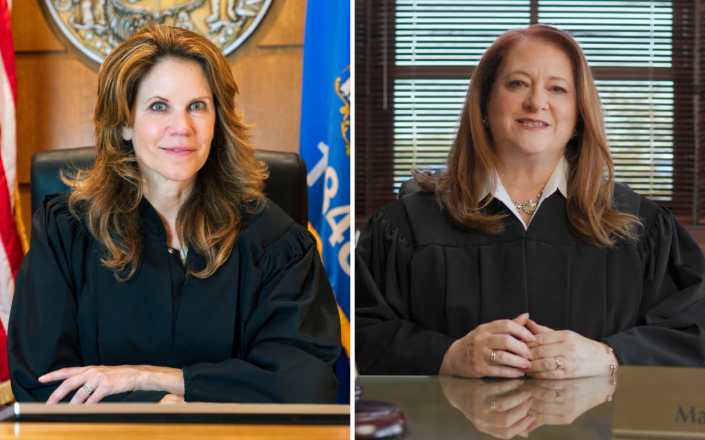Judge Chris Taylor (left) and Judge Maria Lazar (right) are running for the Wisconsin Supreme Court in 2026. Courtesy of the campaigns