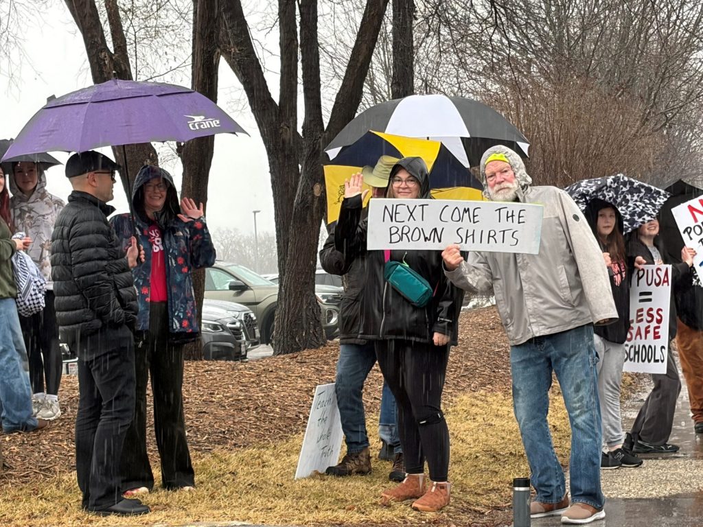 Parents and students protested History Rocks! in Brookfield. Corrinne Hess/WPR