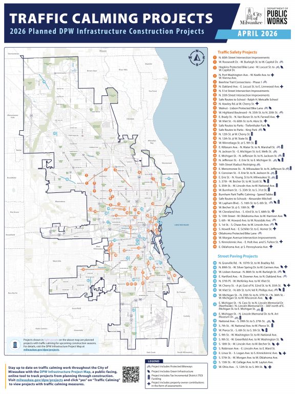 2026 traffic calming project map. Image from Department of Public Works.