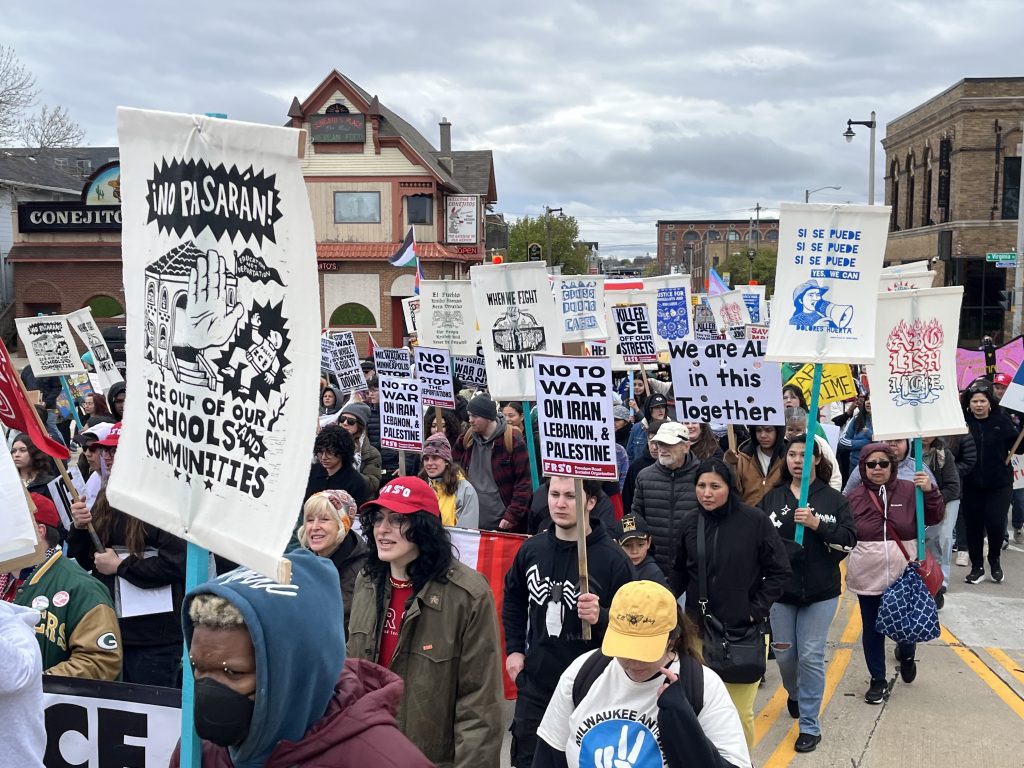 May Day protest in Milwaukee. Photo taken May 1, 2026 by Sophie Bolich.