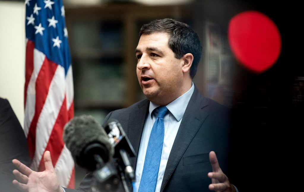 Attorney General Josh Kaul speaks Wednesday, March 1, 2023, at the Milwaukee Crime Lab in Milwaukee, Wis. Angela Major/WPR