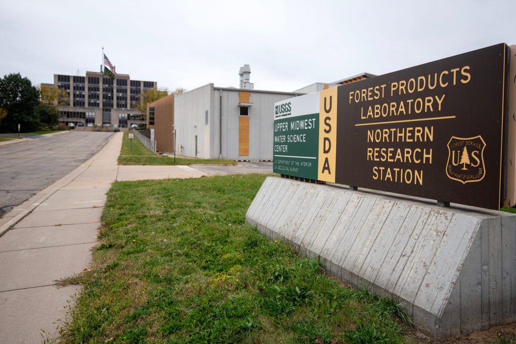 The USDA Forest Products Laboratory on Thursday, Oct. 16, 2025, in Madison, Wis. Angela Major/WPR