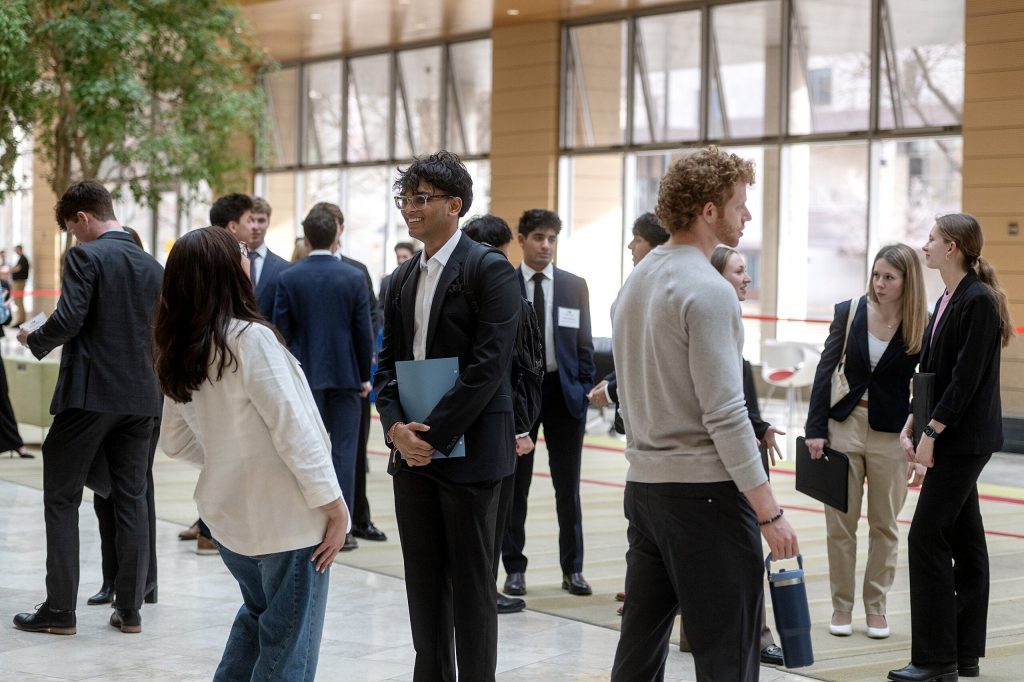 College students seeking employment after graduation gather for a networking event Friday, March 20, 2026, at UW-Madison in Madison, Wis. Angela Major/WPR