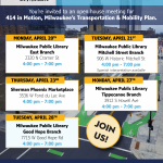 City of Milwaukee Invites Public to Open House Events for 414 in Motion Transportation & Mobility Plan