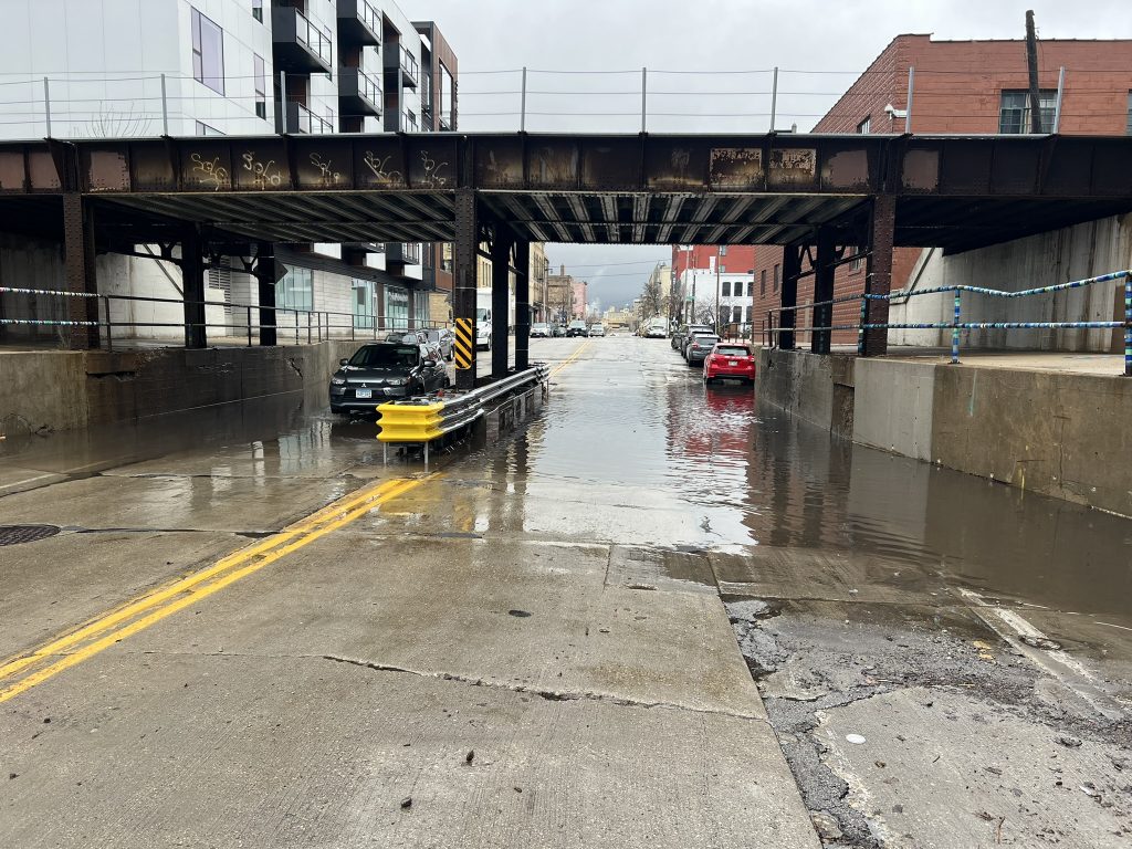 Flooding on S. 2nd St. Photo by Jeramey Jannene.