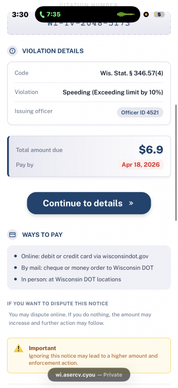 Scam image. Photo courtesy of WisDOT.