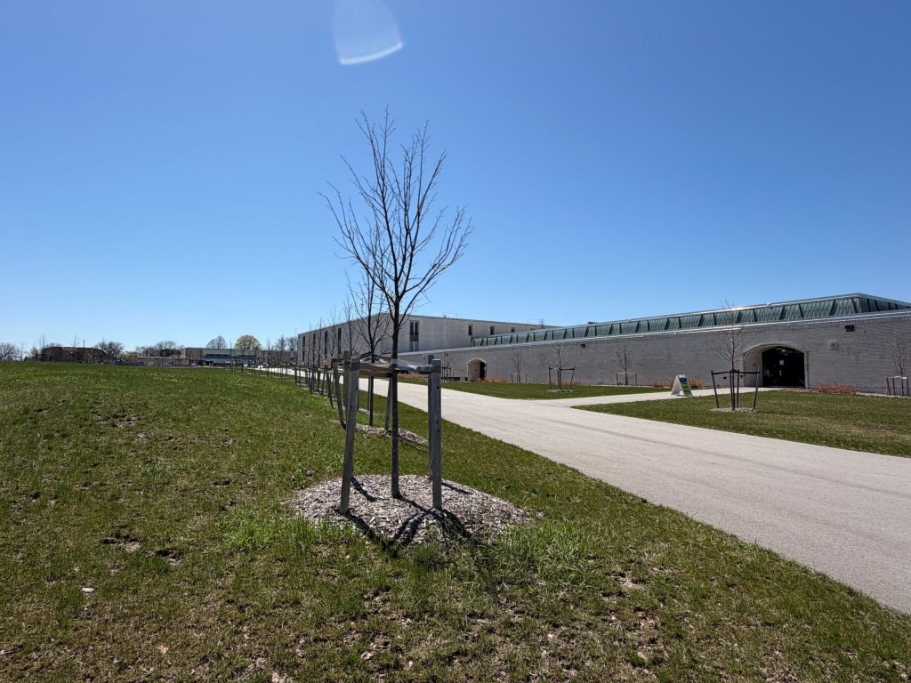 Morse Middle School for the Gifted and Talented reimagined its asphalt parking lots to create greenspace. Corrinne Hess/WPR