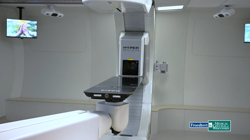 A machine that emits a proton beam as part of proton therapy cancer treatment is pictured. Courtesy Froedtert Hospital