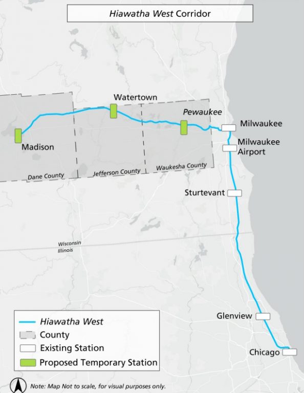 Hiawatha West service map. Image from Amtrak presentation.