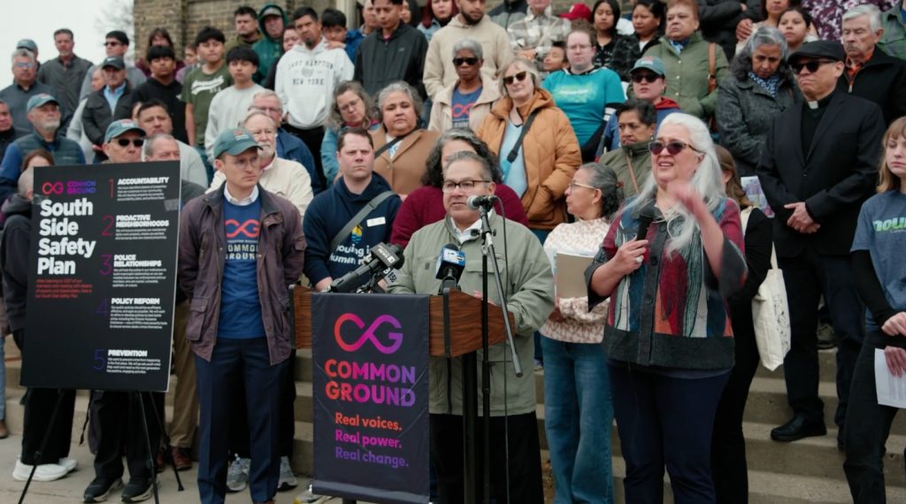 Ruben Rosales speaks at Common Ground press conference. Image from video recording.