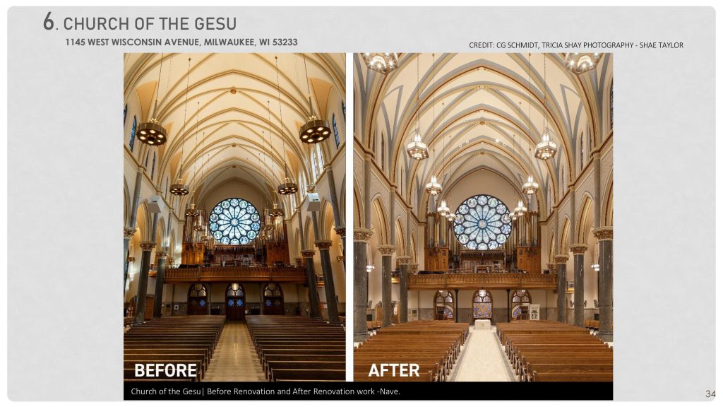 Church of the Gesu Cream of the Cream City award nomination. Slide from Historic Preservation Commission.