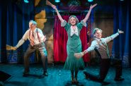 Milwaukee Repertory Theater presents the World Premiere of George & Gracie: A Love Story May 1 – June 4, 2026. Pictured L to R: James Pickering, Tami Workentin, Jonathan Riker. Photo by Michael Brosilow.