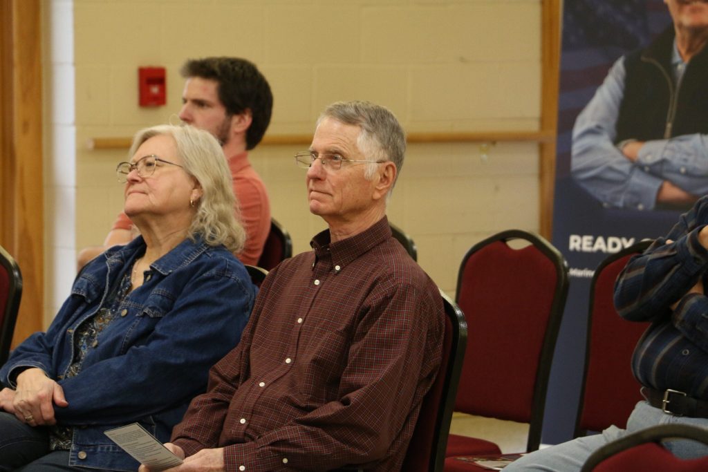 Republican Tom Beschta of Mercer listens to three of the four GOP candidates running for the 7th Congressional District seat during an April 22 debate. Beschta said Alfonso should have showed up and President Donald Trump’s endorsement of the 26-year-old son-in-law of U.S. Transportation Secretary Sean Duffy doesn’t sway him. Rich Kremer/WPR