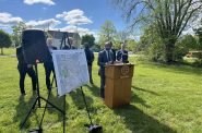 Mayor Cavalier Johnson unveils King Park neighborhood plan. Photo by Jeramey Jannene.